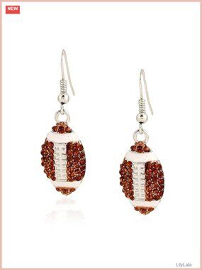 Football Rugby Rhinestone Dangle Drop Earrings for Women Sports Fan Game Day